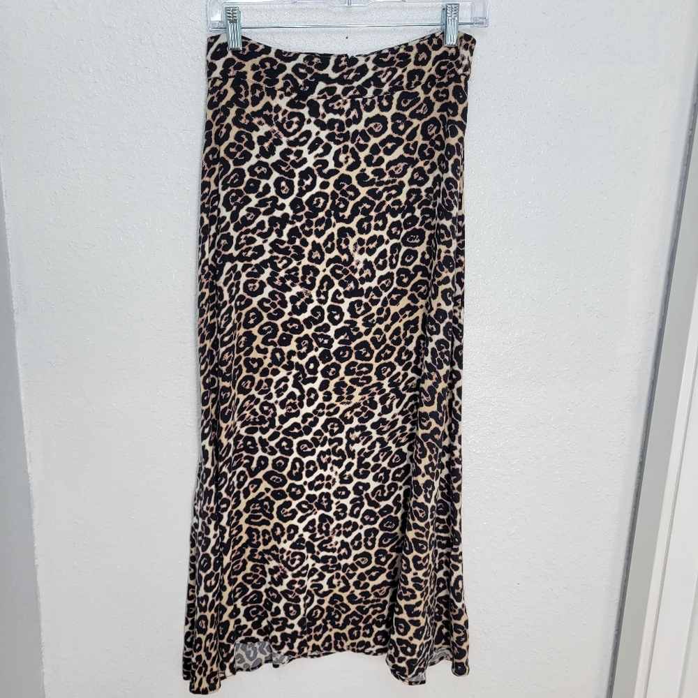 Afrm Leopard Print Midi Skirt Size Small - image 1